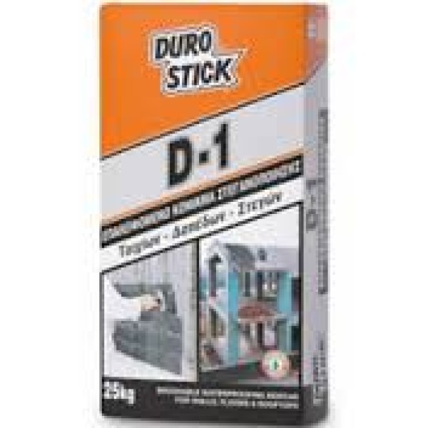 DUROSTICK D-1 Επαλειφόμενο κονίαμα στεγανοποίησης τοιχίων, δαπέδων, υπογείων & στεγών, γκρι -25kg