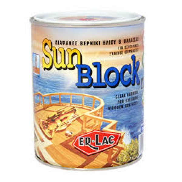 ER-LAC SUN BLOCK,Διαφανές βερνίκι ήλιου και θάλασσας για ξύλινες επιφάνειες 750ml